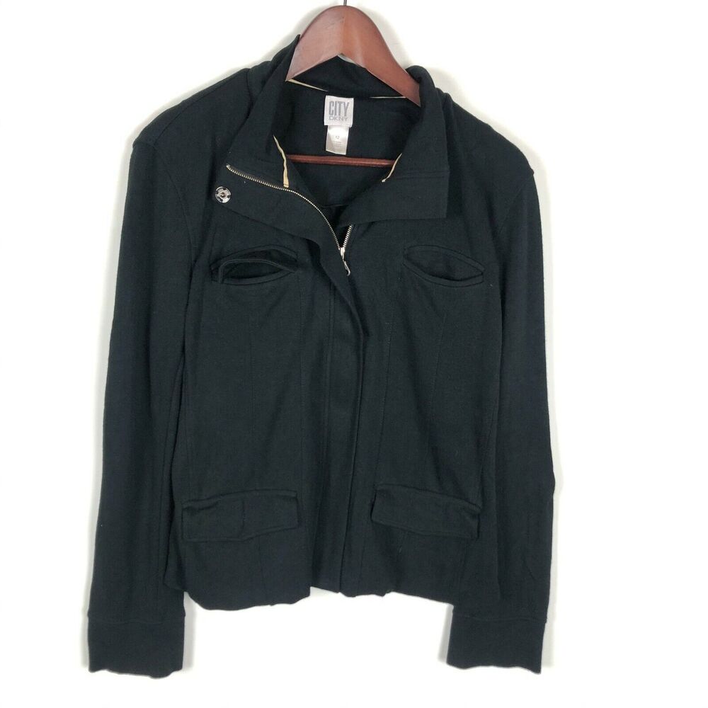 City DNKY Black Full Zip Jacket Women's Size 12